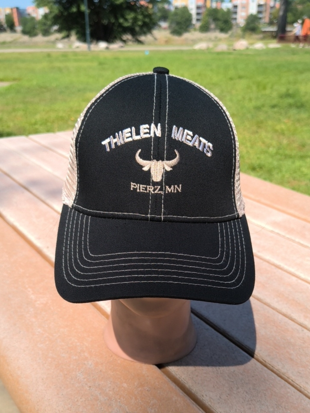 Thielen Meats Pierz MN Embroidered Logo Trucker Mesh Baseball Snapback Hat Cap